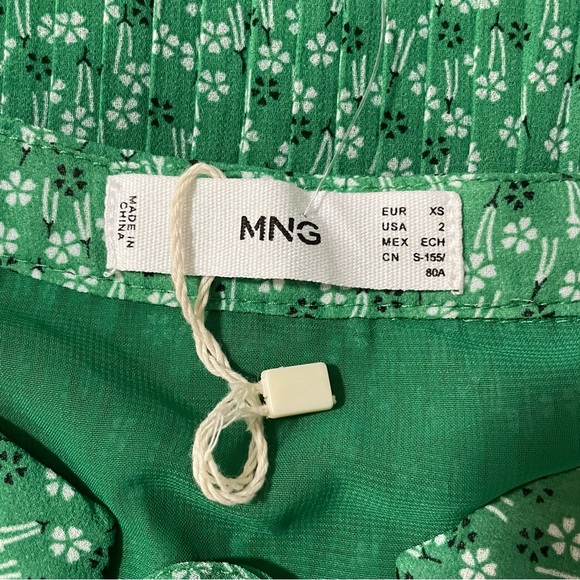 Mango Pleated Green Tiny Floral Dress - Picture 7 of 10